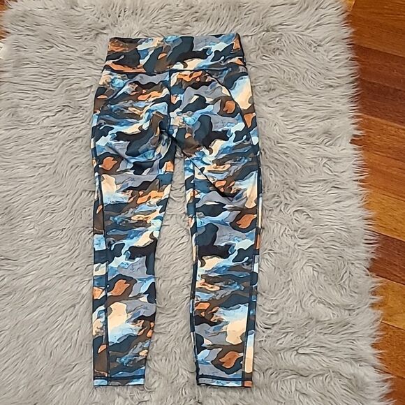 Fabletics define powerhold womens teal, beige and orange workout leggings - Picture 4 of 5